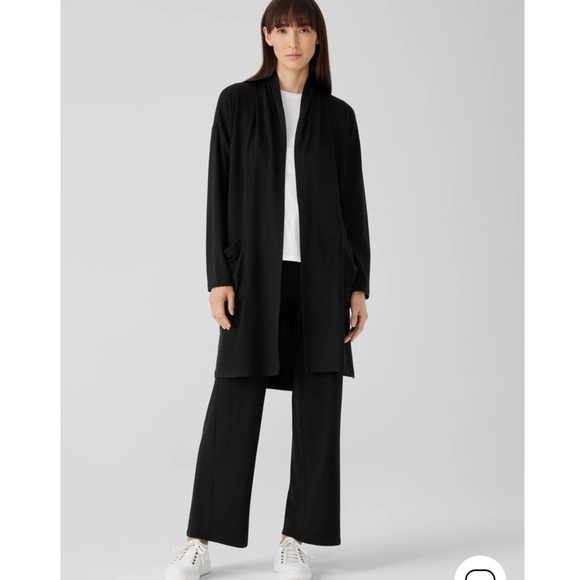 Eileen Fisher 100% wool shawl high collar thin jacket - Picture 3 of 14